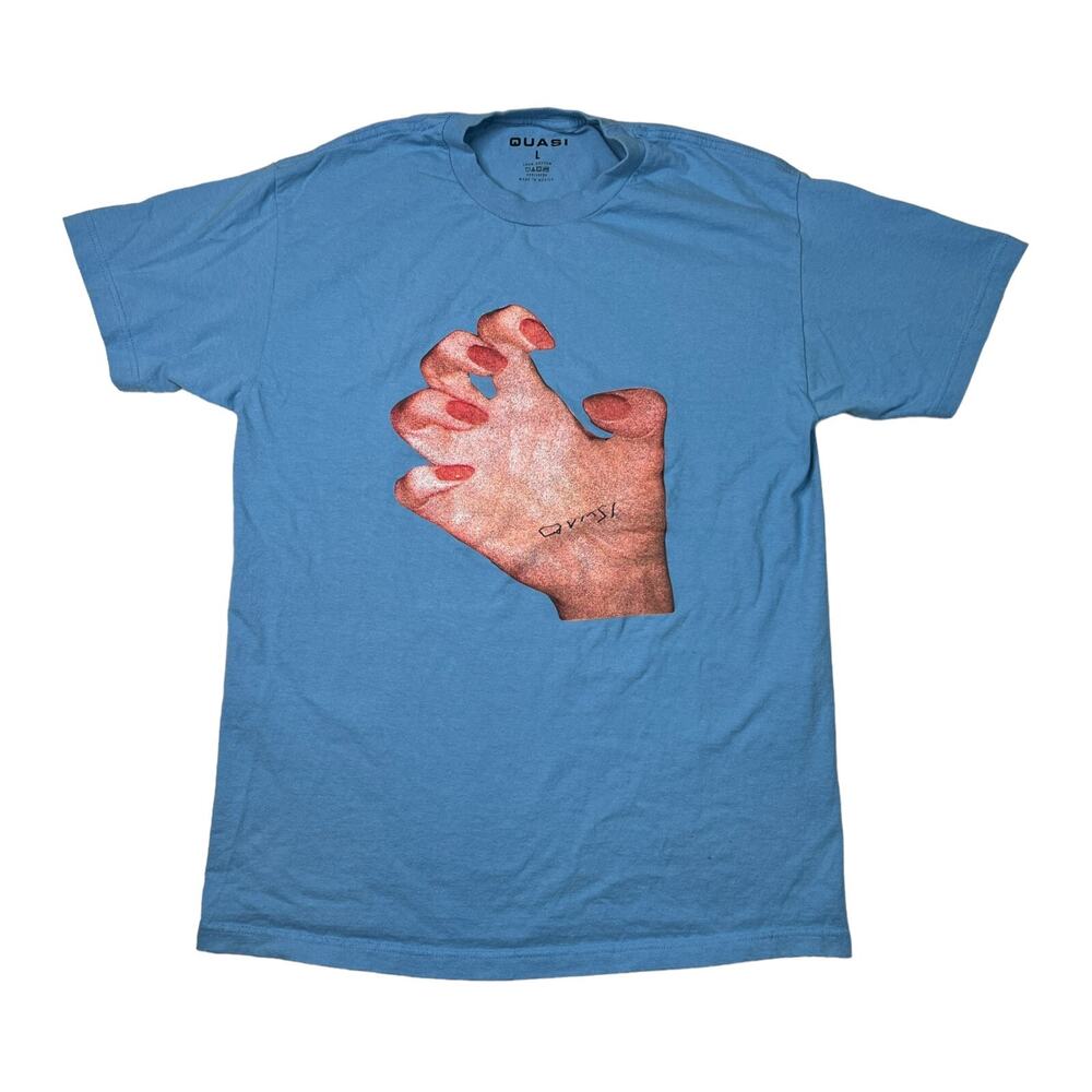 Quasi Mr Hand T-Shirt Short Sleeve Crew Neck Graphic Tee Blue Adult Large